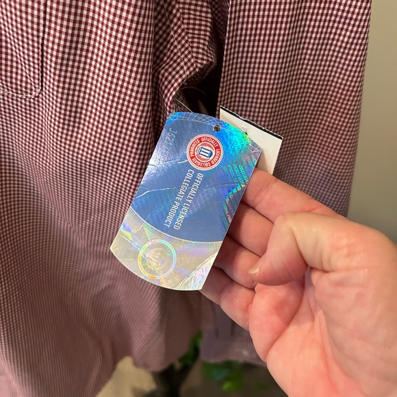 Campus specialties burgundy and white checked Game cocks NWT size Xl - Picture 3 of 4